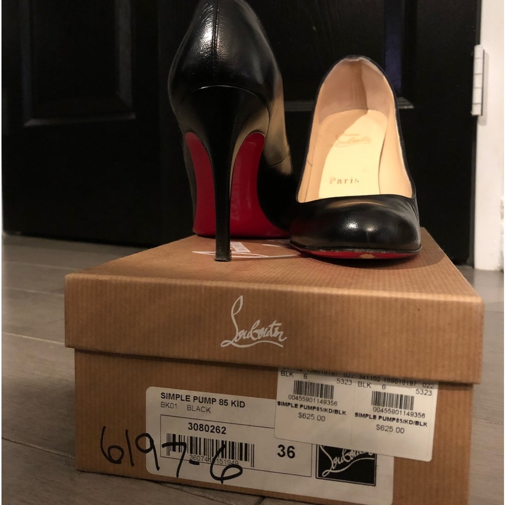 Authentic Christian Louboutin Simple Pump 85mm, Kid Leather, Black, Size 36